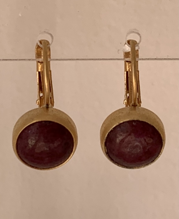 earring agath brown red goldplated