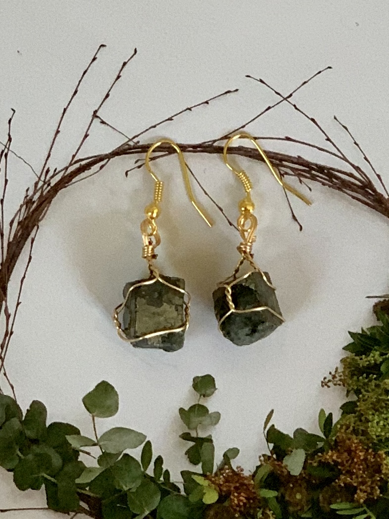 pyrite stone earring