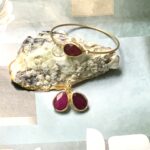 oorbellen armband verguld met agaat steen