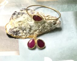 oorbellen armband verguld met agaat steen
